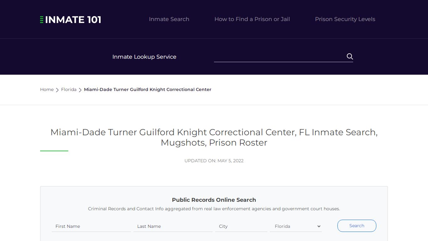 Miami-Dade Turner Guilford Knight Correctional Center, FL ...
